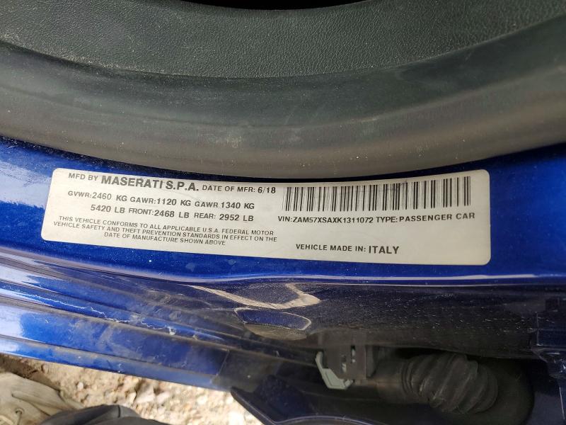 52224206 :رقم المزاد ، ZAM57XSAXK1311072 vin ، 2019 Maserati Ghibli مزاد بيع