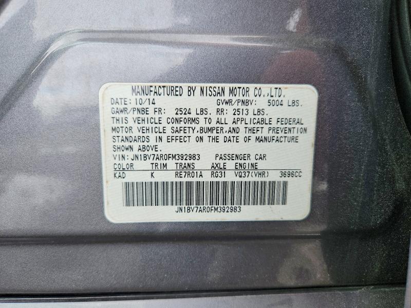 Aukcja sprzedaży 2015 Infiniti Q50, vin: JN1BV7AR0FM392983, numer aukcji: 53544736