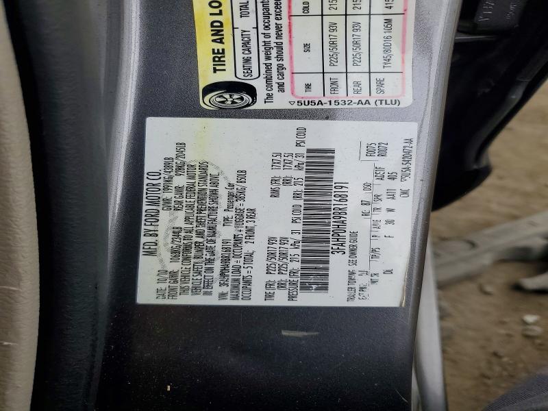 55218556 :رقم المزاد ، 3FAHP0HA9BR168191 vin ، 2011 Ford Fusion مزاد بيع