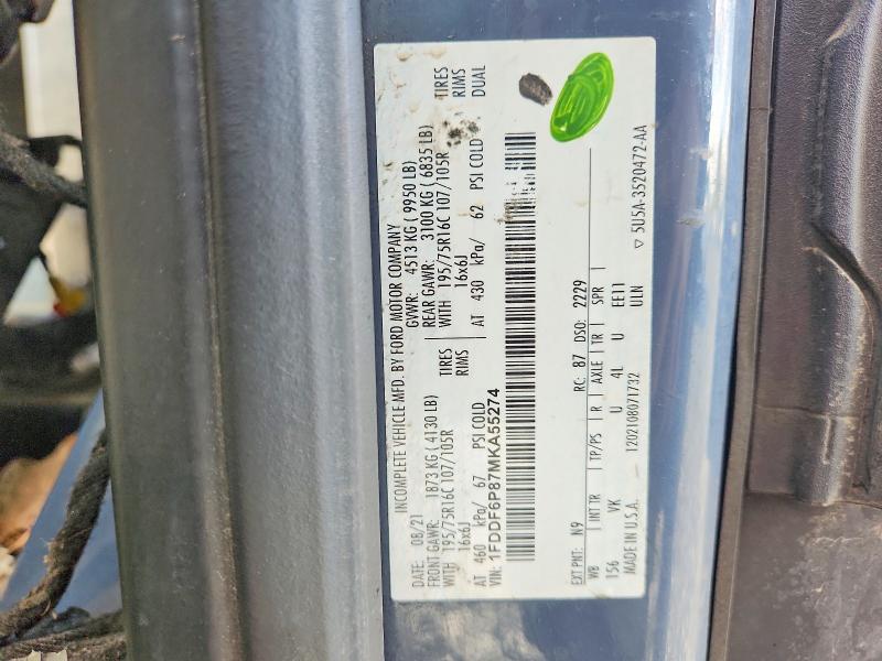 Продажа на аукционе авто 2021 Ford Transit, vin: 1FDDF6P87MKA55274, номер лота: 58499236