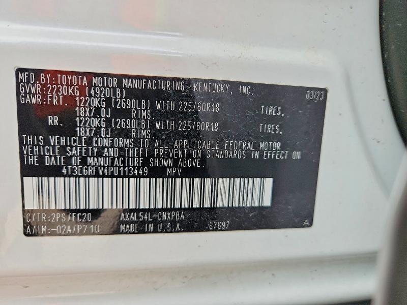Aukcja sprzedaży 2023 Toyota Rav4, vin: 4T3E6RFV4PU113449, numer aukcji: 53901816