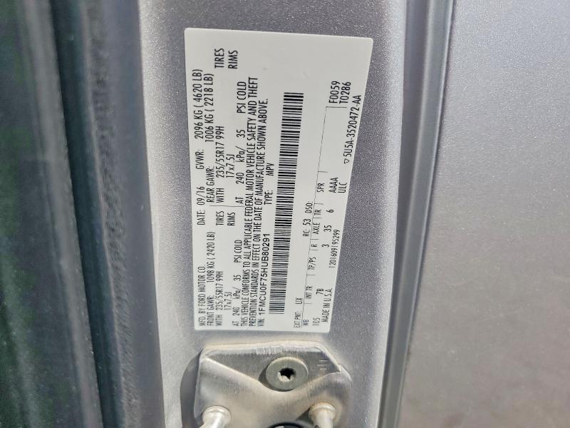 53086496 :رقم المزاد ، 1FMCU0F75HUB80291 vin ، 2017 Ford Escape مزاد بيع