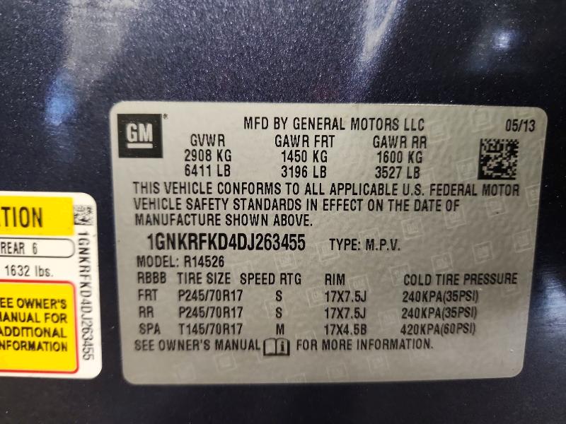 Auction sale of the 2013 Chevrolet Traverse, vin: 1GNKRFKD4DJ263455, lot number: 52224616