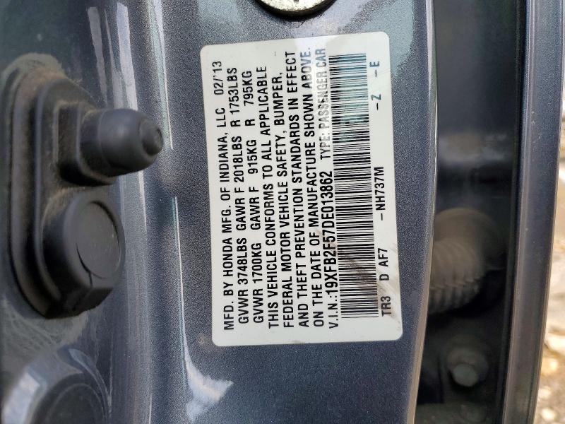 Aukcja sprzedaży 2013 Honda Civic, vin: 19XFB2F57DE013862, numer aukcji: 55132746