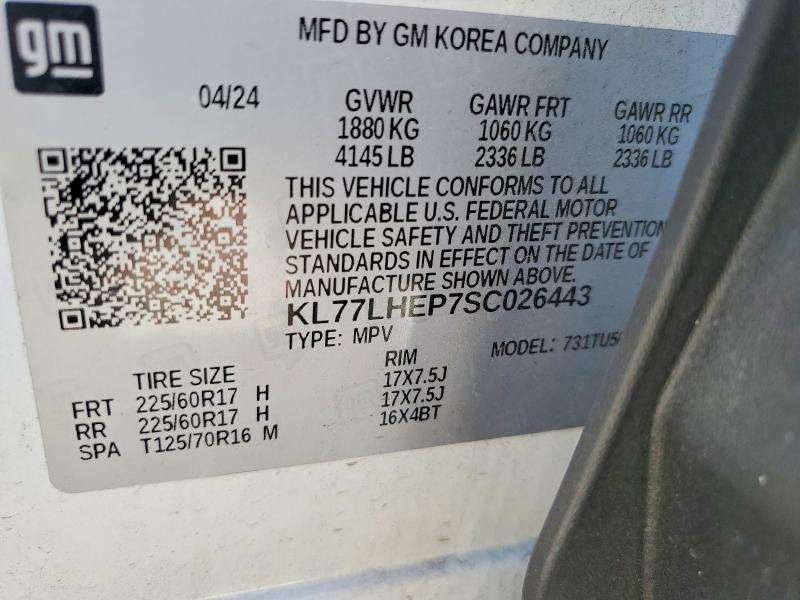 Aukcja sprzedaży 2025 Chevrolet Trax, vin: KL77LHEP7SC026443, numer aukcji: 55434656