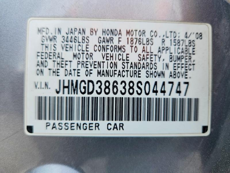 Продаж на аукціоні авто 2008 Honda Fit, vin: JHMGD38638S044747, номер лоту: 55167236