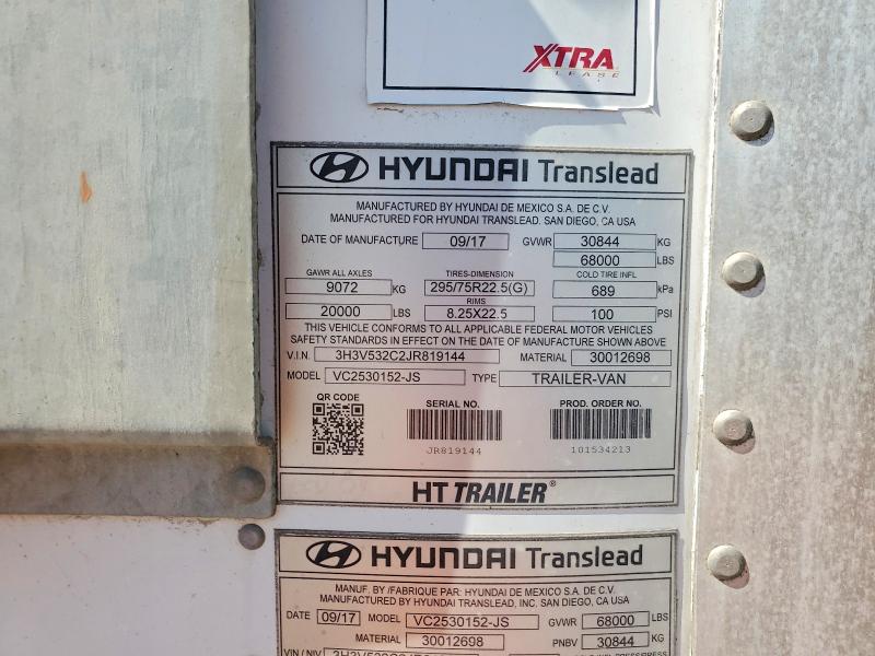 53302216 :رقم المزاد ، 3H3V532C2JR819144 vin ، 2018 Hyundai Translead Inc Unknown مزاد بيع
