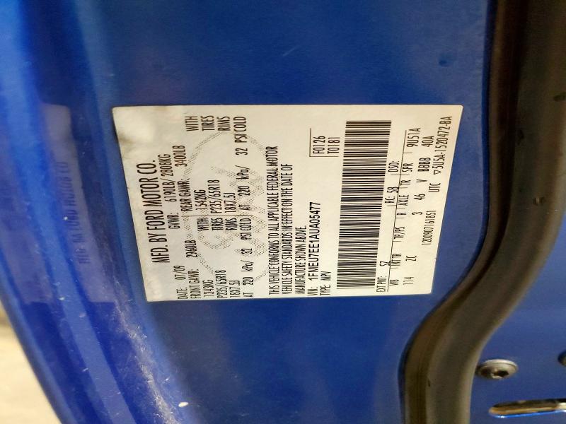 2010 Ford Explorer მანქანა იყიდება აუქციონზე, vin: 1FMEU7EE1AUA05477, აუქციონის ნომერი: 54324326