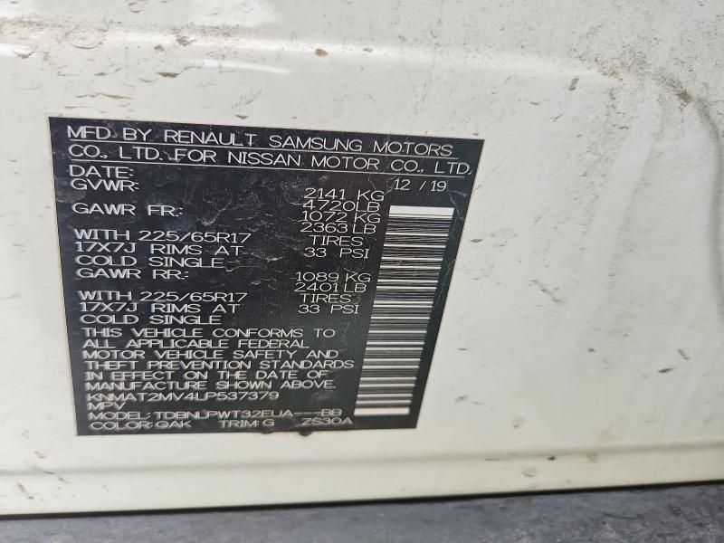 Продаж на аукціоні авто 2020 Nissan Rogue, vin: KNMAT2MV4LP537379, номер лоту: 52941226