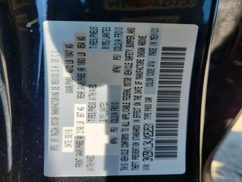 2018 Mazda 3 მანქანა იყიდება აუქციონზე, vin: 3MZBN1L34JM252531, აუქციონის ნომერი: 54202226