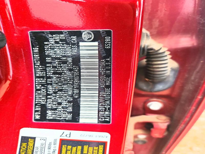 54169796 :رقم المزاد ، 4T1BF1FK9HU795457 vin ، 2017 Toyota Camry مزاد بيع