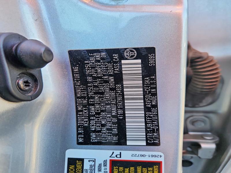 Aukcja sprzedaży 2017 Toyota Camry, vin: 4T1BF1FK7HU754938, numer aukcji: 54312386