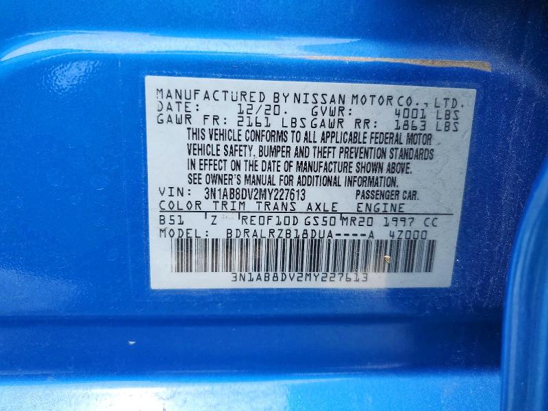 52887316 :رقم المزاد ، 3N1AB8DV2MY227613 vin ، 2021 Nissan Sentra مزاد بيع