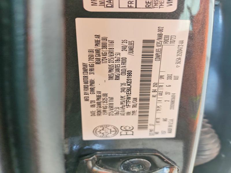 Aukcja sprzedaży 2020 Ford F150, vin: 1FTFW1E56LKE51980, numer aukcji: 52600976