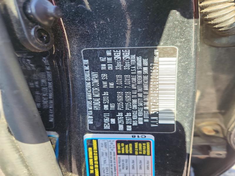 55231356 :رقم المزاد ، 5XYZHDAG2CG120657 vin ، 2012 Hyundai Santa Fe مزاد بيع