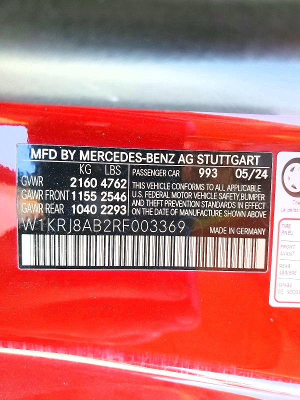 Продажа на аукционе авто 2024 Mercedes-benz Amg Gt, vin: W1KRJ8AB2RF003369, номер лота: 52778406