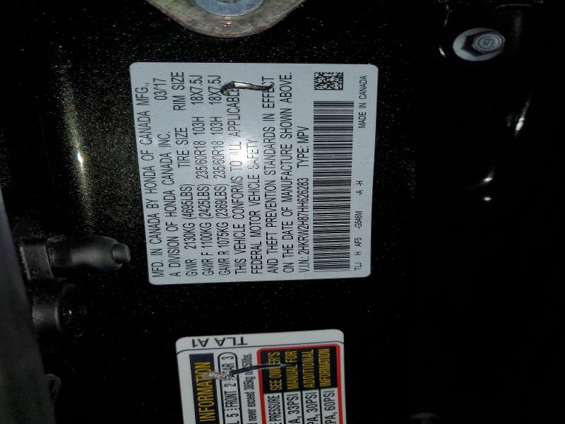 2017 Honda Cr-v მანქანა იყიდება აუქციონზე, vin: 2HKRW2H87HH626283, აუქციონის ნომერი: 51918596