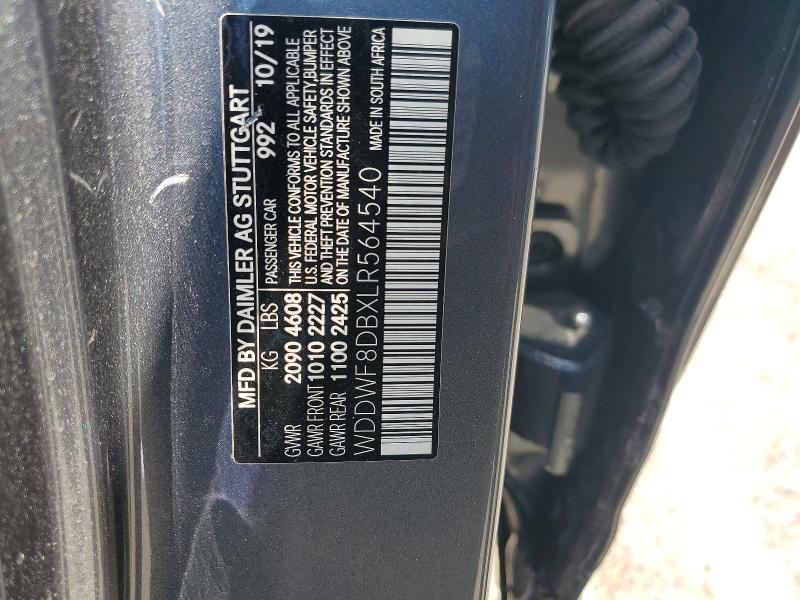 2020 Mercedes-benz C მანქანა იყიდება აუქციონზე, vin: WDDWF8DBXLR564540, აუქციონის ნომერი: 52251306