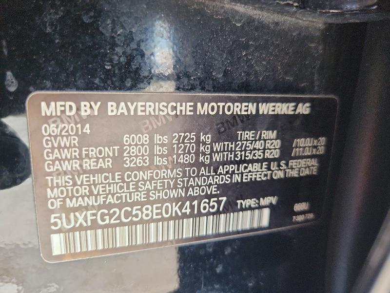 2014 Bmw X6 მანქანა იყიდება აუქციონზე, vin: 5UXFG2C58E0K41657, აუქციონის ნომერი: 53322266