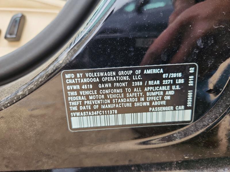 Продажа на аукционе авто 2015 Volkswagen Passat, vin: 1VWAS7A34FC111378, номер лота: 51784376