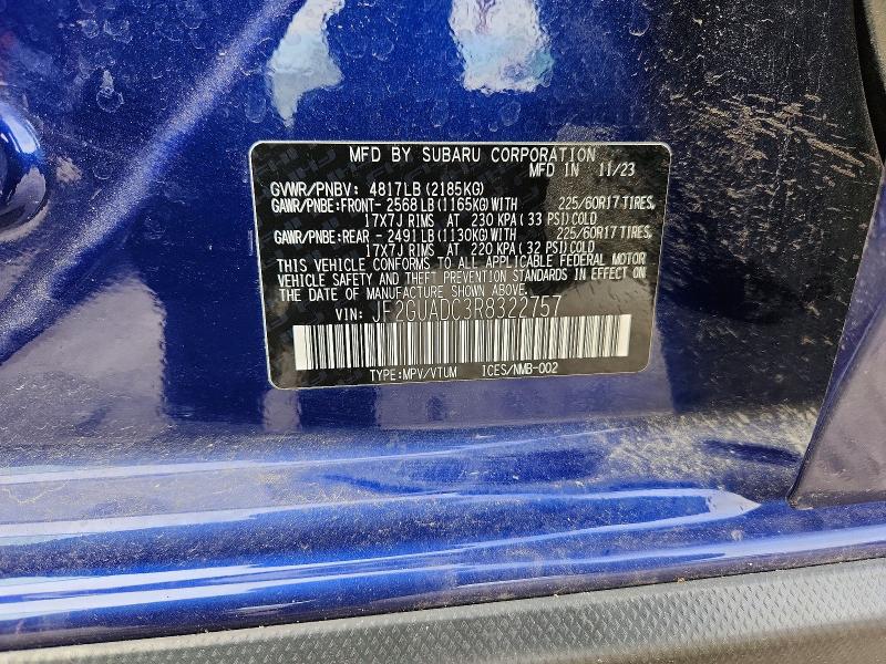 Aukcja sprzedaży 2024 Subaru Crosstrek, vin: JF2GUADC3R8322757, numer aukcji: 54777266