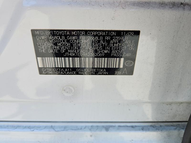 Продажа на аукционе авто 2010 Lexus Es, vin: JTHBK1EG9A2362069, номер лота: 54173116
