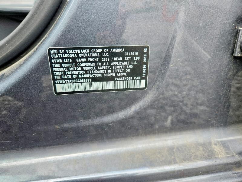 Aukcja sprzedaży 2016 Volkswagen Passat, vin: 1VWAT7A36GC056589, numer aukcji: 52912746