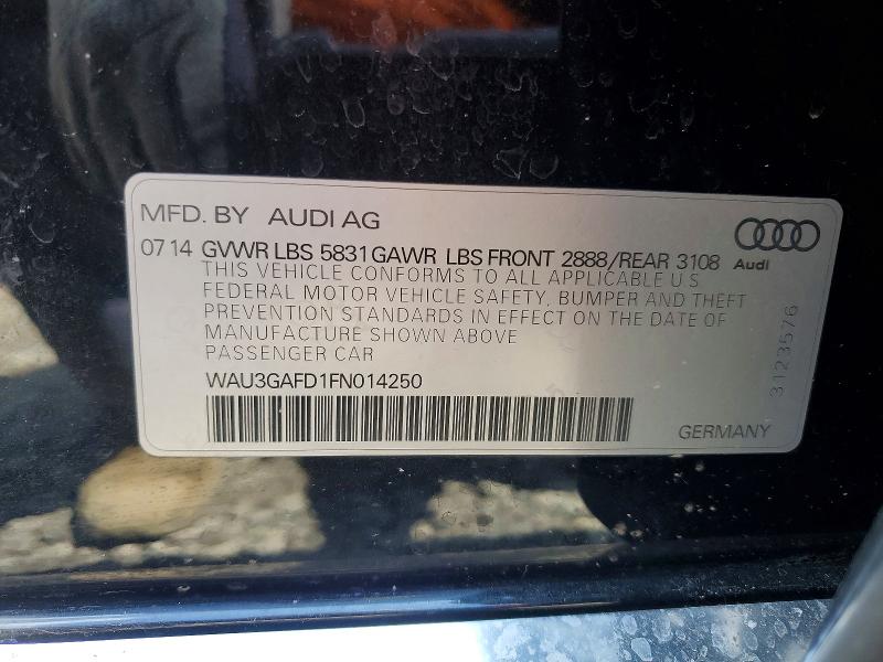 Aukcja sprzedaży 2015 Audi A8, vin: WAU3GAFD1FN014250, numer aukcji: 52895856