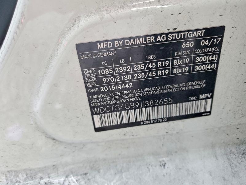 54641586 :رقم المزاد ، WDCTG4GB9JJ382655 vin ، 2018 Mercedes-benz Gla مزاد بيع