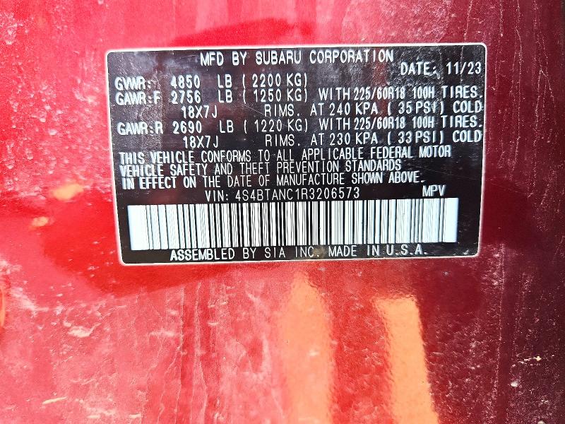 Aukcja sprzedaży 2024 Subaru Outback, vin: 4S4BTANC1R3206573, numer aukcji: 53014216