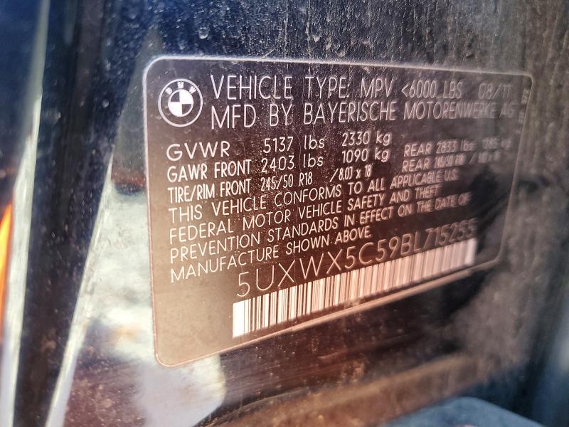 55377266 :رقم المزاد ، 5UXWX5C59BL715255 vin ، 2011 Bmw X3 مزاد بيع