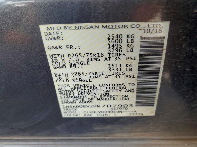 Aukcja sprzedaży 2017 Nissan Frontier, vin: 1N6AD0EV2HN707903, numer aukcji: 53664786