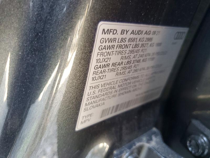 52566076 :رقم المزاد ، WA1CWBF10ND004924 vin ، 2022 Audi Sq8 مزاد بيع