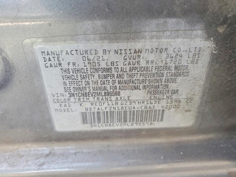 52351196 :رقم المزاد ، 3N1CN8EV2ML895598 vin ، 2021 Nissan Versa مزاد بيع