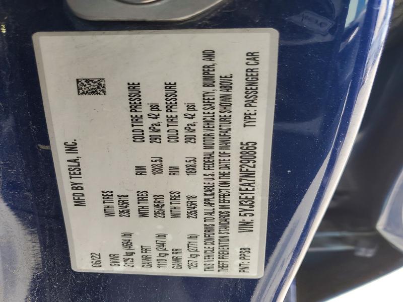 Aukcja sprzedaży 2022 Tesla Model 3, vin: 5YJ3E1EA7NF290865, numer aukcji: 55111756