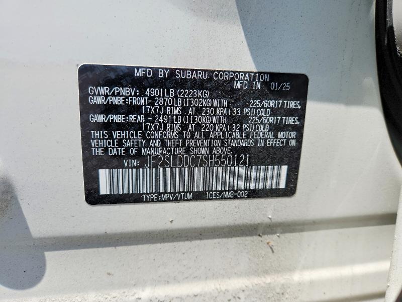 53428036 :رقم المزاد ، JF2SLDDC7SH550121 vin ، 2025 Subaru Forester مزاد بيع