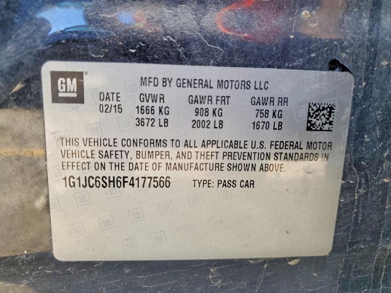 Продажа на аукционе авто 2015 Chevrolet Sonic, vin: 1G1JC6SH6F4177566, номер лота: 52936896
