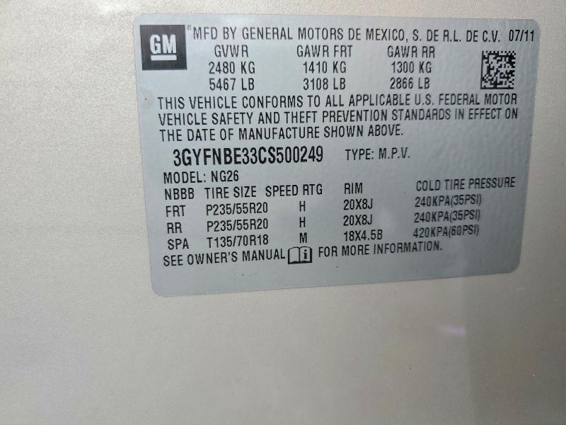 Продаж на аукціоні авто 2012 Cadillac Srx, vin: 3GYFNBE33CS500249, номер лоту: 50836446