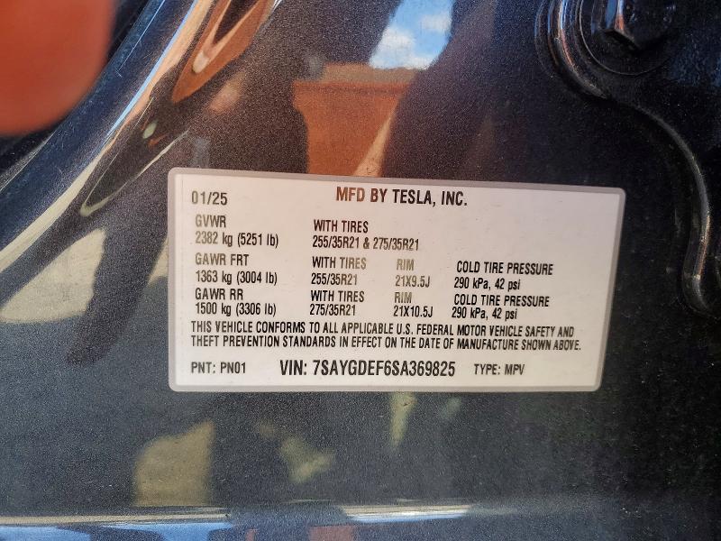 52128136 :رقم المزاد ، 7SAYGDEF6SA369825 vin ، 2025 Tesla Model Y مزاد بيع
