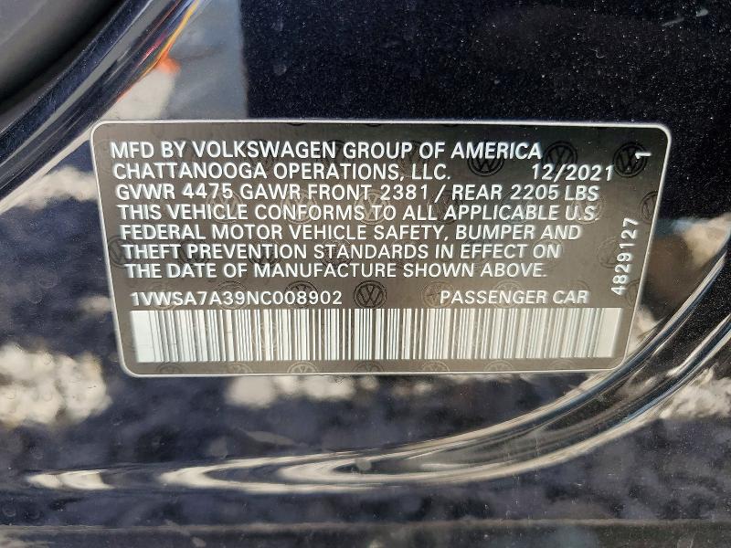 Aukcja sprzedaży 2022 Volkswagen Passat, vin: 1VWSA7A39NC008902, numer aukcji: 53305956