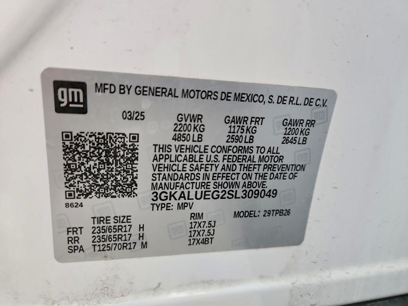 2025 Gmc Terrain მანქანა იყიდება აუქციონზე, vin: 3GKALUEG2SL309049, აუქციონის ნომერი: 55123176
