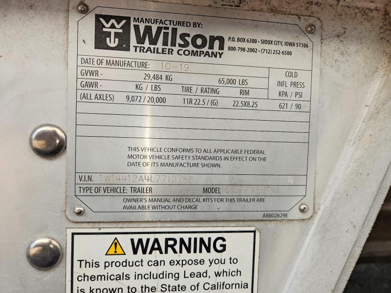 2020 Wilson Semi Trail მანქანა იყიდება აუქციონზე, vin: 1W14412A4L7719786, აუქციონის ნომერი: 51916906