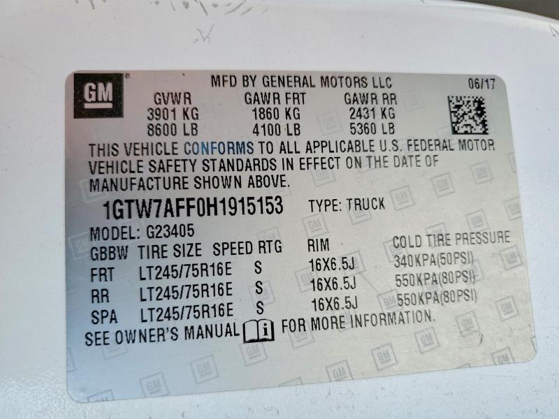 2017 Gmc Savana მანქანა იყიდება აუქციონზე, vin: 1GTW7AFF0H1915153, აუქციონის ნომერი: 54300336