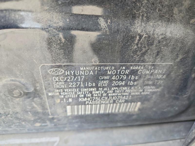 52522736 :رقم المزاد ، KMHC75LCXJU075421 vin ، 2018 Hyundai Ioniq مزاد بيع
