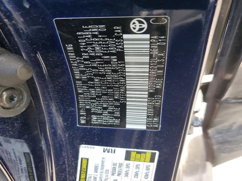 54966496 :رقم المزاد ، 5YFEPMAE6NP323761 vin ، 2022 Toyota Corolla مزاد بيع