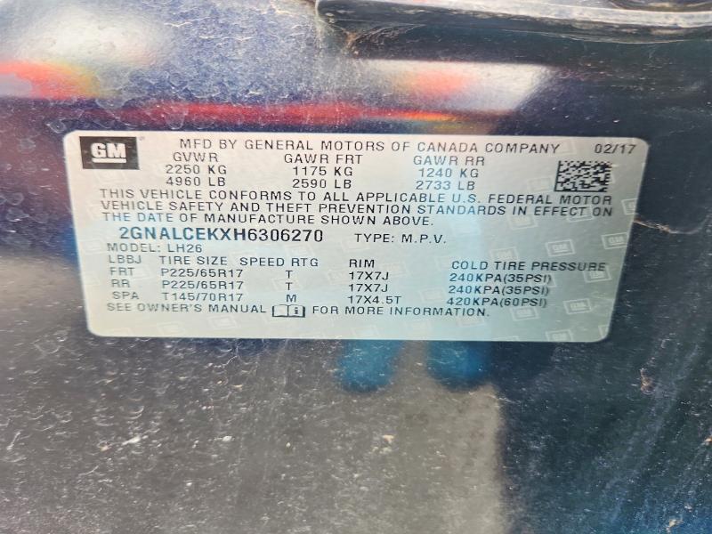 Продажа на аукционе авто 2017 Chevrolet Equinox, vin: 2GNALCEKXH6306270, номер лота: 53933686