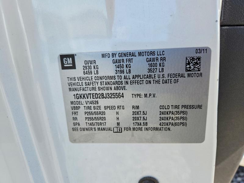 51993686 :رقم المزاد ، 1GKKVTED2BJ325564 vin ، 2011 Gmc Acadia مزاد بيع