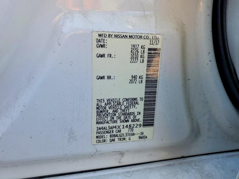 52066896 :رقم المزاد ، 1N4AL3AP4JC148229 vin ، 2018 Nissan Altima مزاد بيع