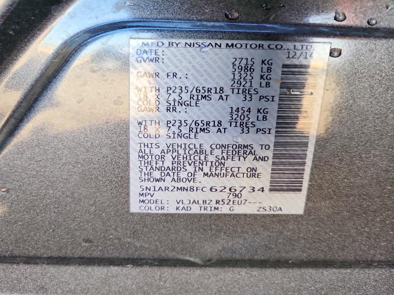 Aukcja sprzedaży 2015 Nissan Pathfinder, vin: 5N1AR2MN8FC626734, numer aukcji: 54115966