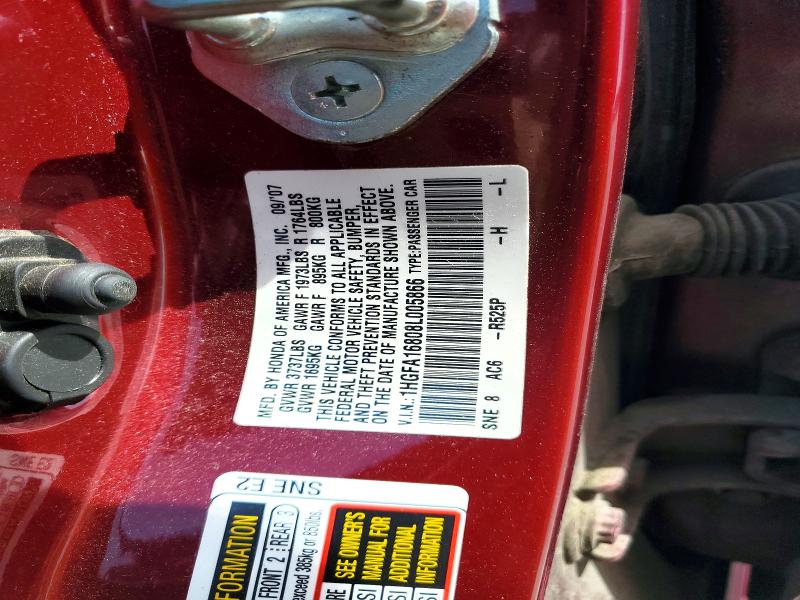 Aukcja sprzedaży 2008 Honda Civic, vin: 1HGFA16808L005866, numer aukcji: 55001986